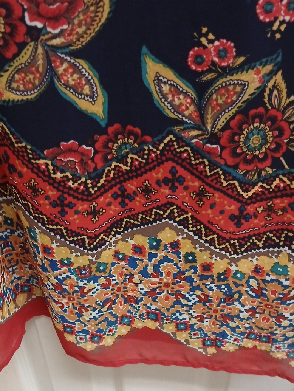 Madison Leigh Boho Chiffon Shift Dress with Split Sleeves Navy Plus Size 16. - Picture 7 of 13